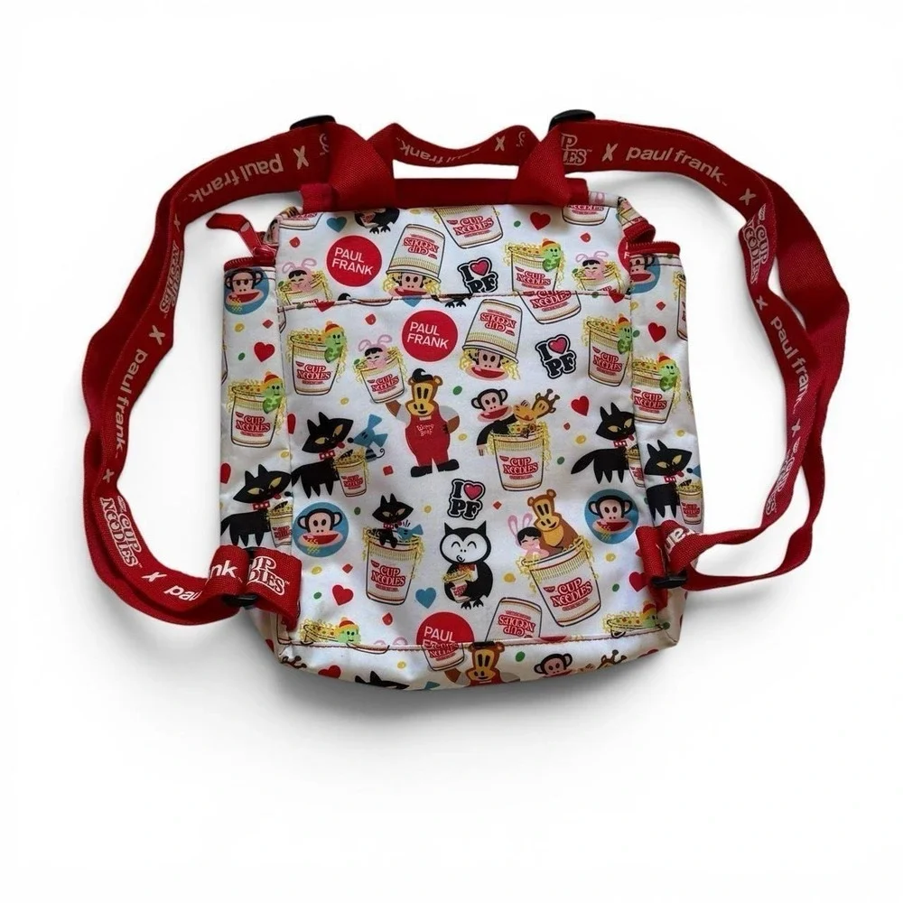 Paul Frank x Cup Noodles Julius Monkey Backpack Red White Y2K Kawaii Novelty Bag
